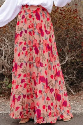 🌸 Printed Elastic Waist Pleated Maxi Skirt 🌸