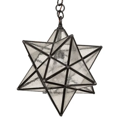 12"W Moravian Star Clear Seeded Mission Pendant