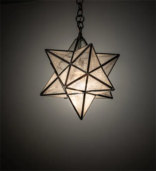 12"W Moravian Star Clear Seeded Mission Pendant