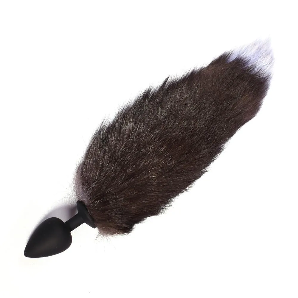 15" Black Fox Tail Silica Gel Plug