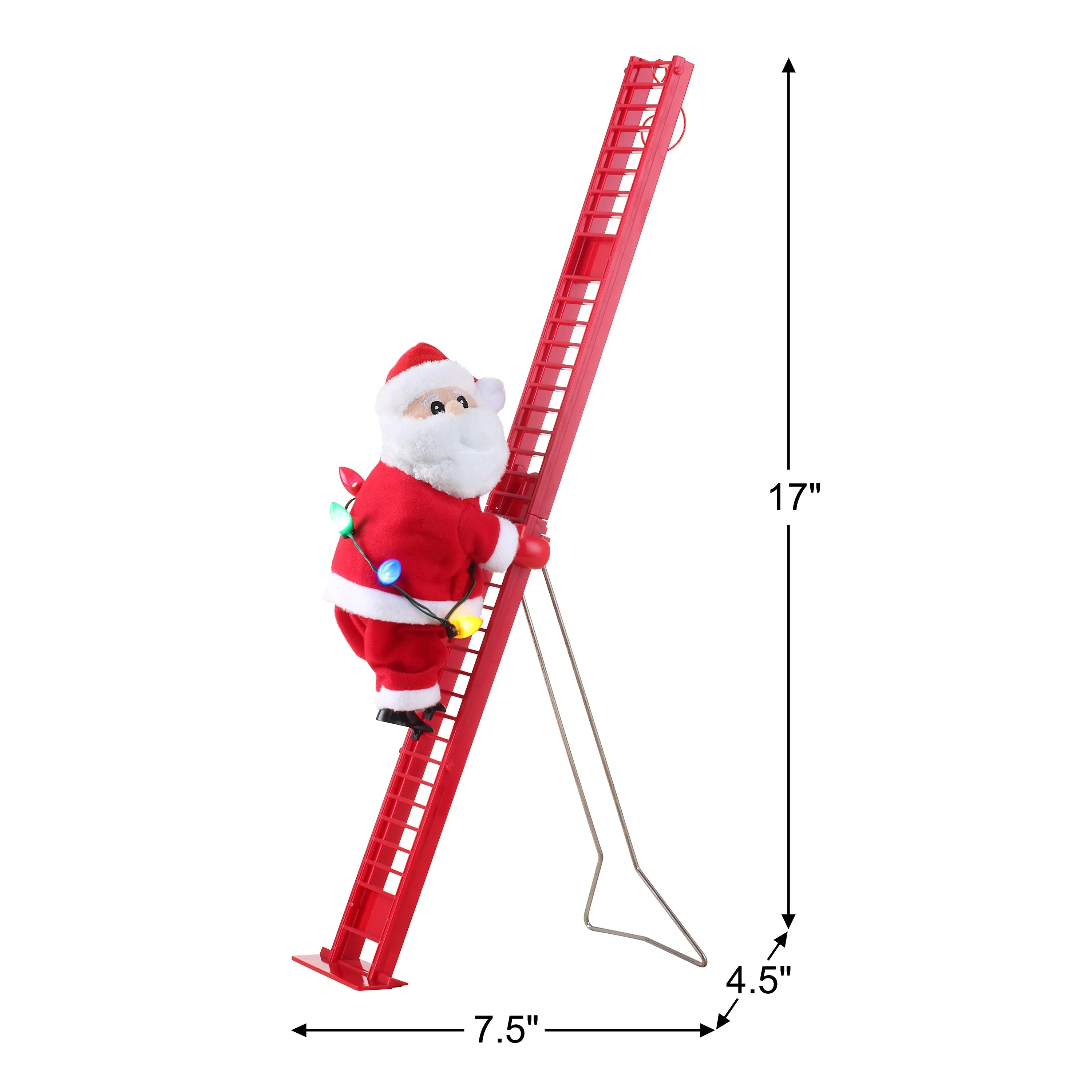 17 in. Animated Single Ladder Climbing Santa