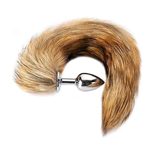 17" Brown Fox Tail 3 Stainless steel Plug sizes available