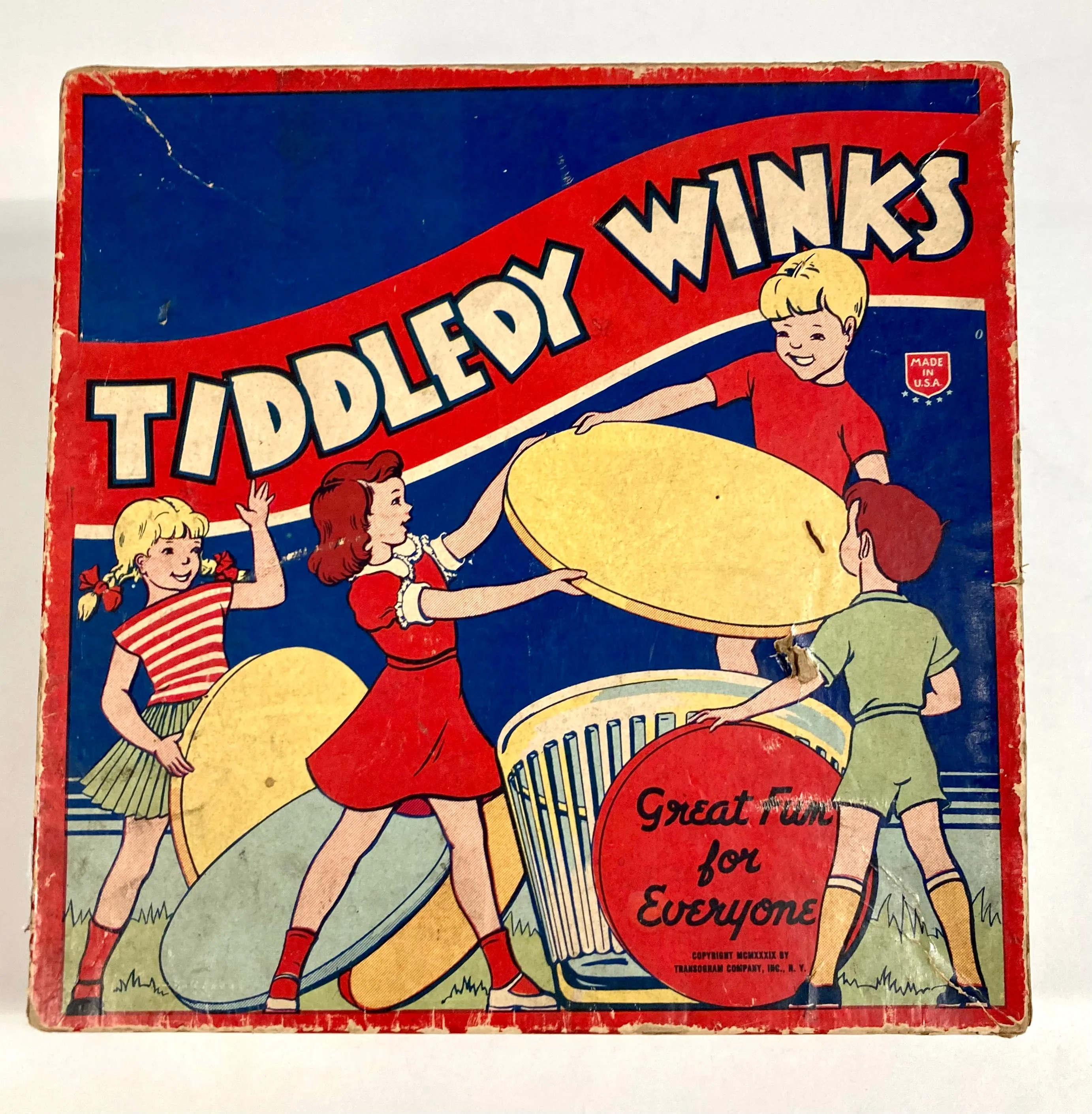 1939 Vintage TIDDLEDY WINKS Children's Board Game, Original Packaging