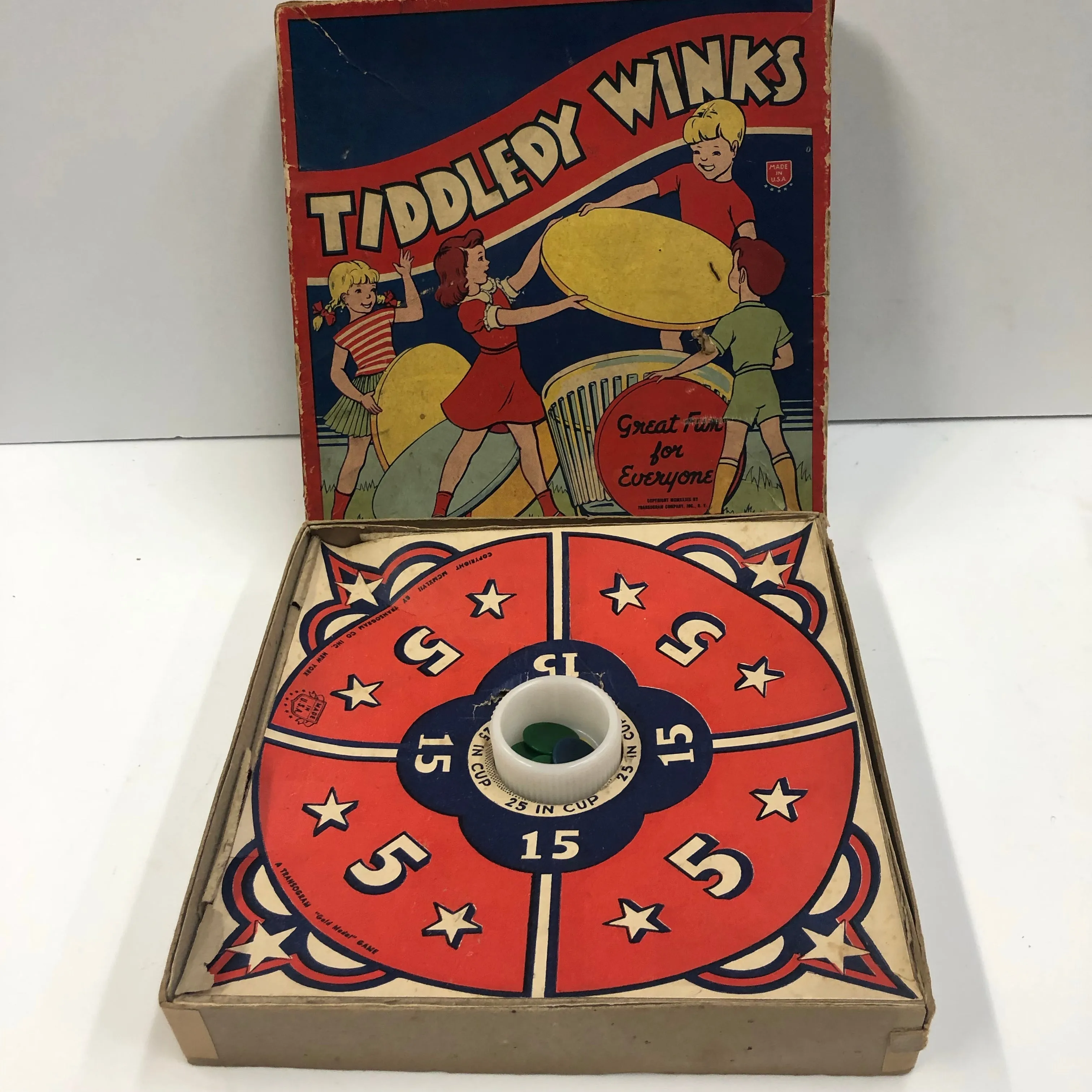 1939 Vintage TIDDLEDY WINKS Children's Board Game, Original Packaging