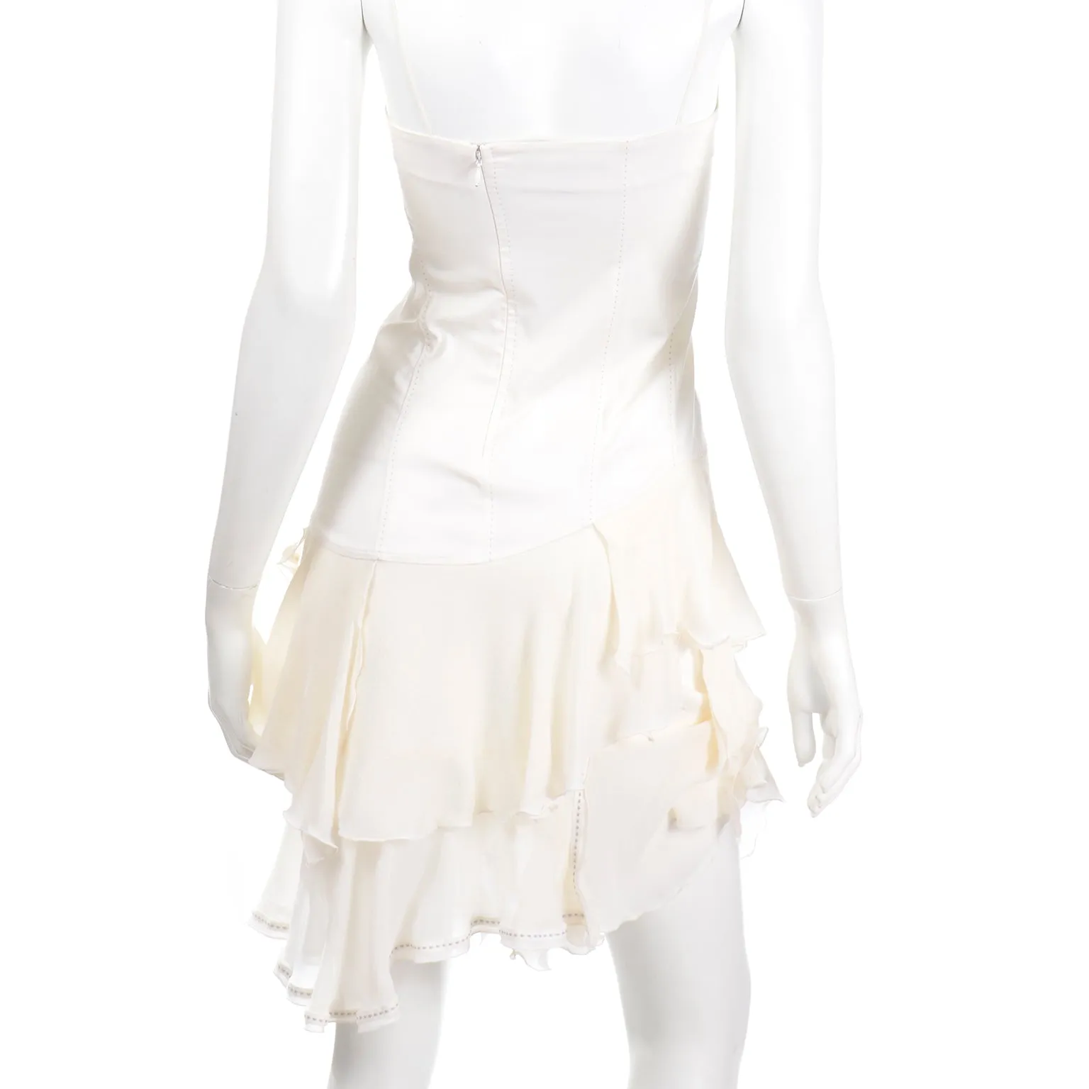 1996 Alexander McQueen Vintage The Hunger White Asymmetrical Ruffled Dress