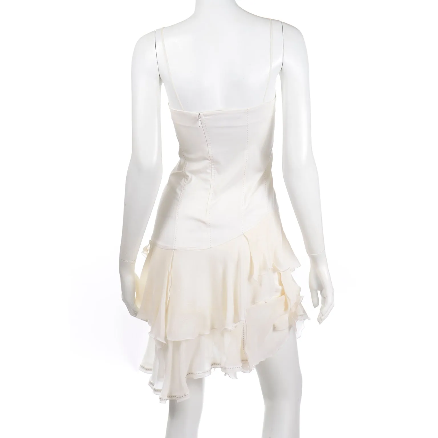 1996 Alexander McQueen Vintage The Hunger White Asymmetrical Ruffled Dress