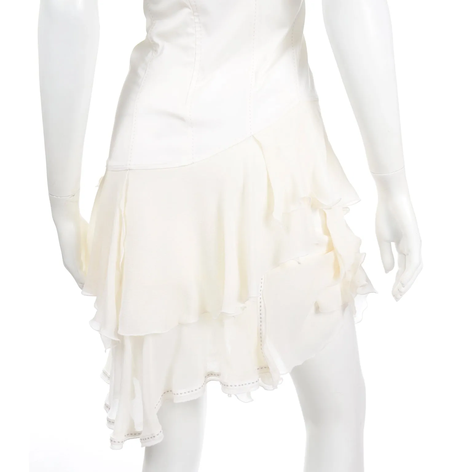 1996 Alexander McQueen Vintage The Hunger White Asymmetrical Ruffled Dress