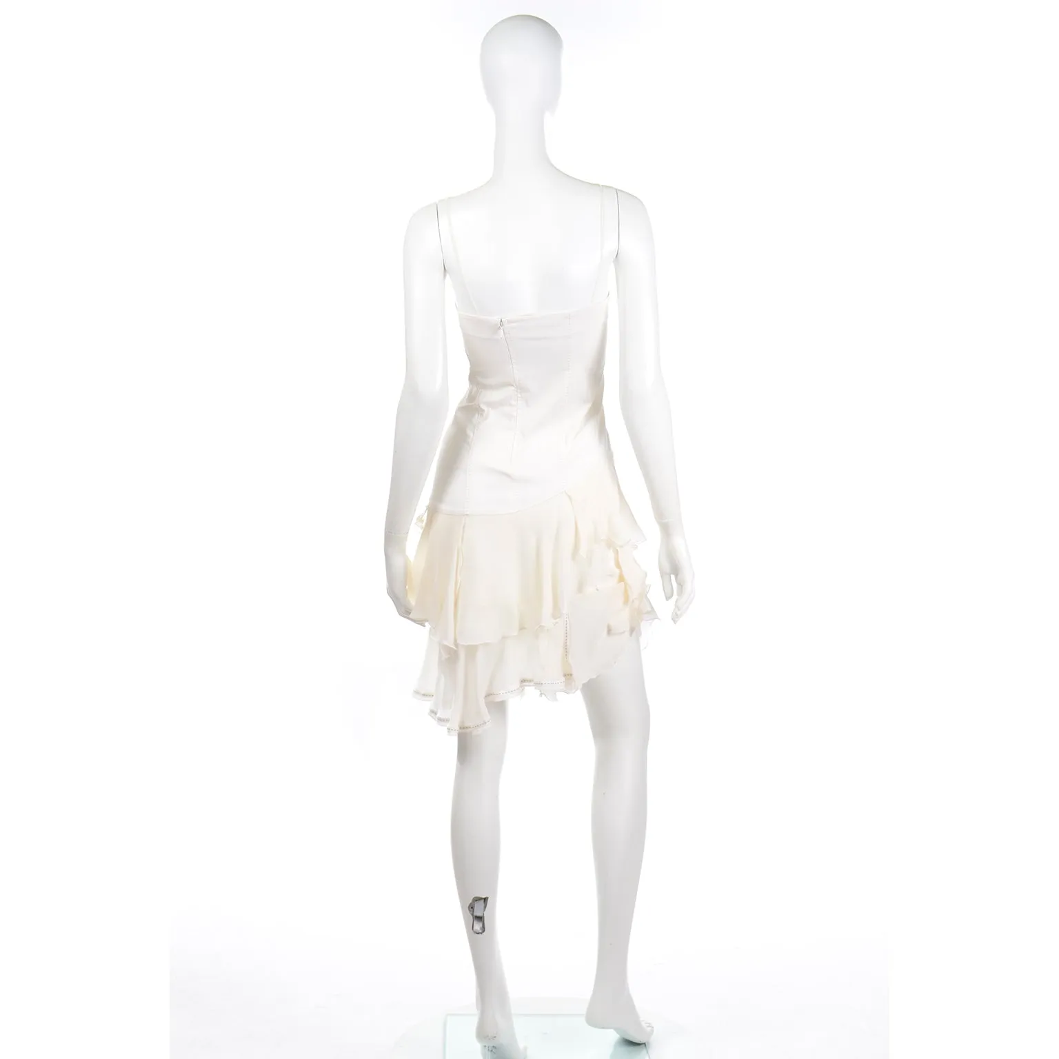 1996 Alexander McQueen Vintage The Hunger White Asymmetrical Ruffled Dress