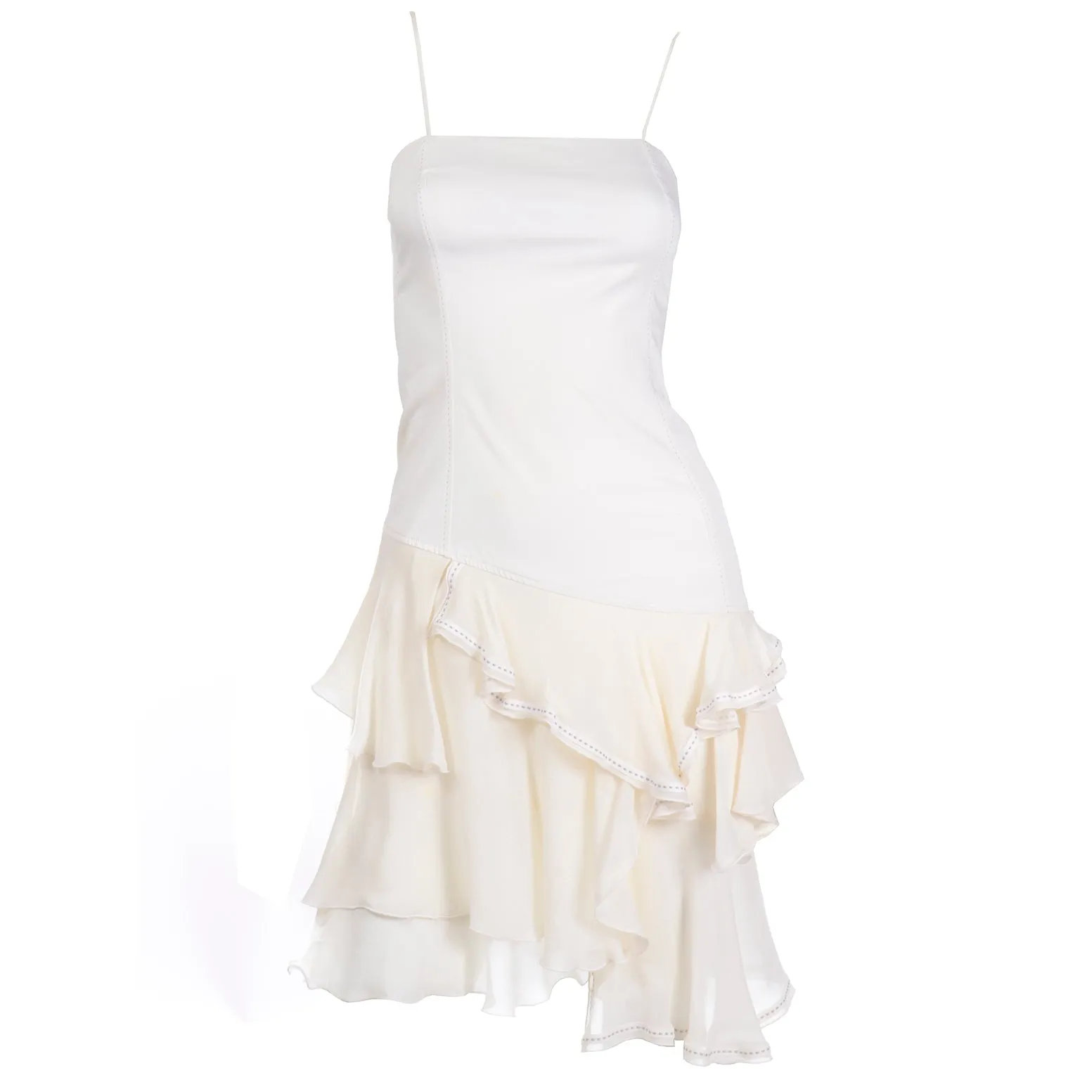 1996 Alexander McQueen Vintage The Hunger White Asymmetrical Ruffled Dress