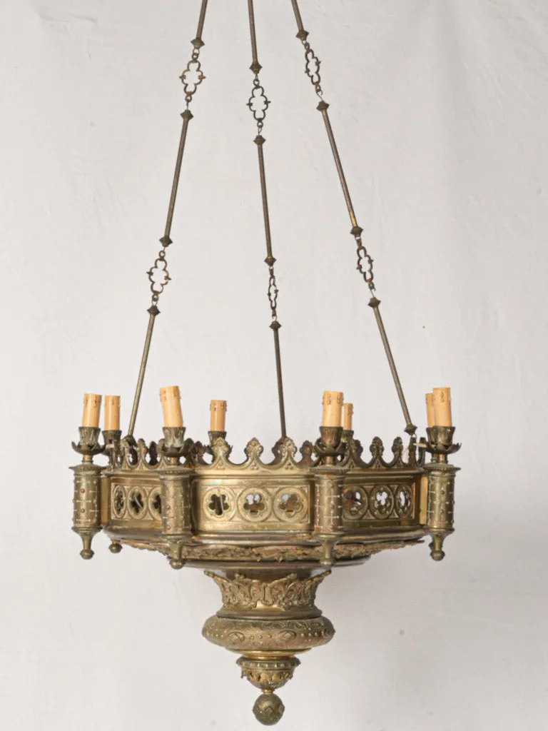 19th-Century Gothic Revival Bronze Chandelier w/ 8 Lights