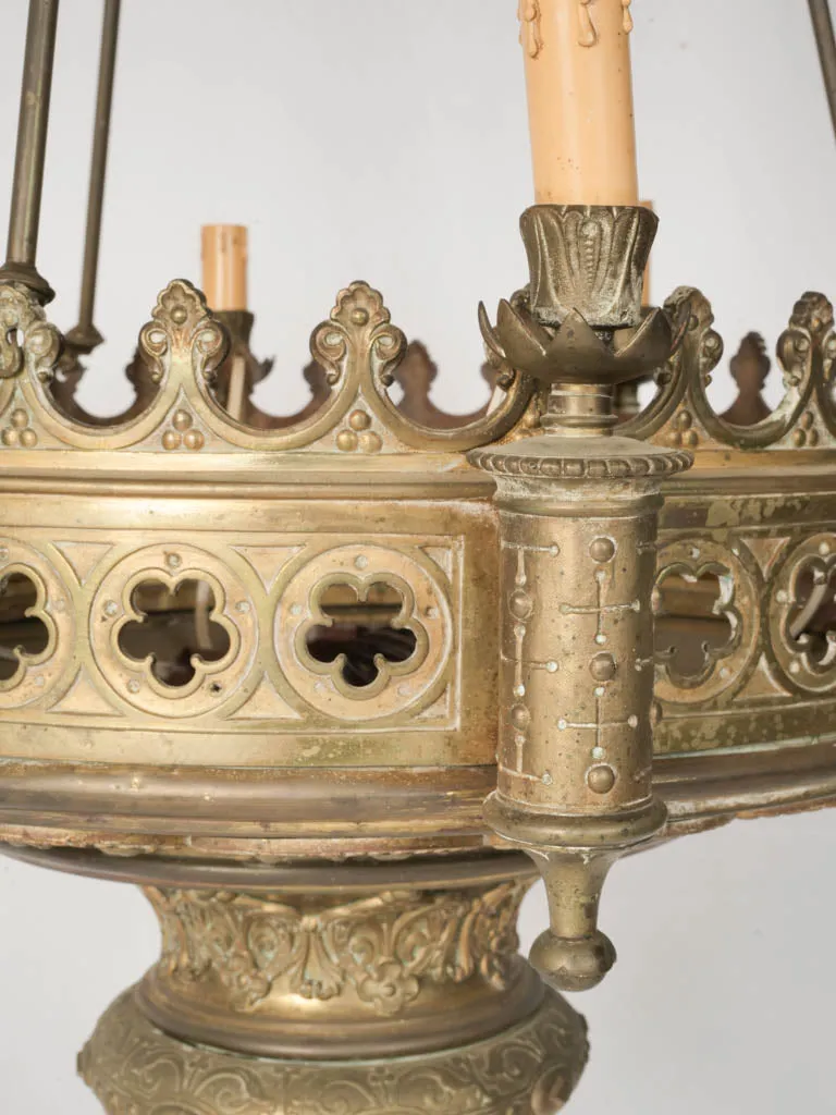 19th-Century Gothic Revival Bronze Chandelier w/ 8 Lights