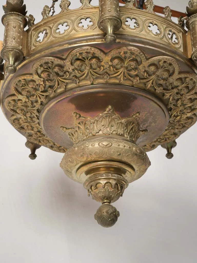 19th-Century Gothic Revival Bronze Chandelier w/ 8 Lights