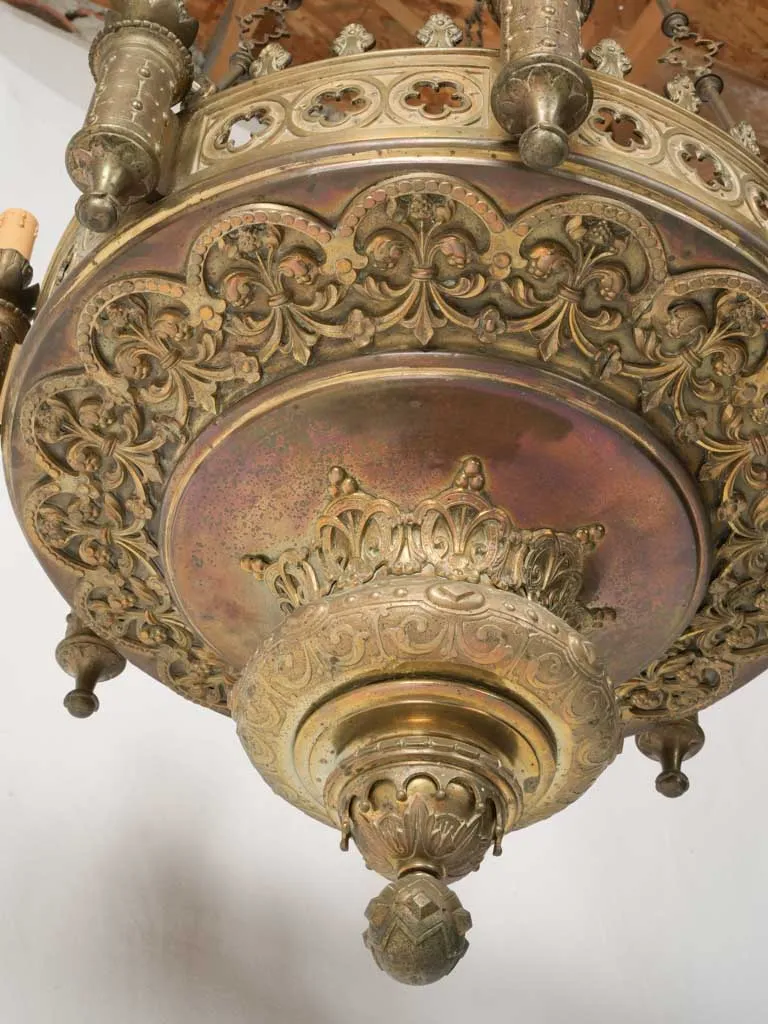 19th-Century Gothic Revival Bronze Chandelier w/ 8 Lights