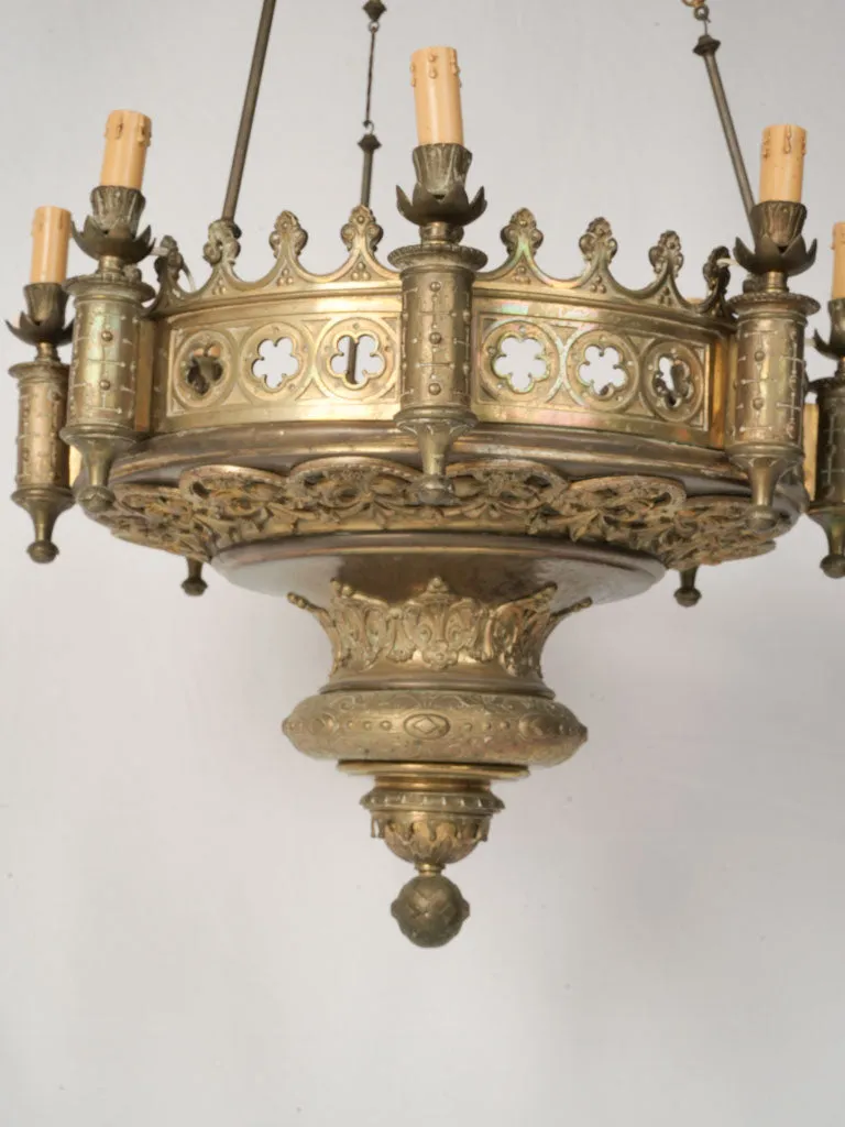 19th-Century Gothic Revival Bronze Chandelier w/ 8 Lights