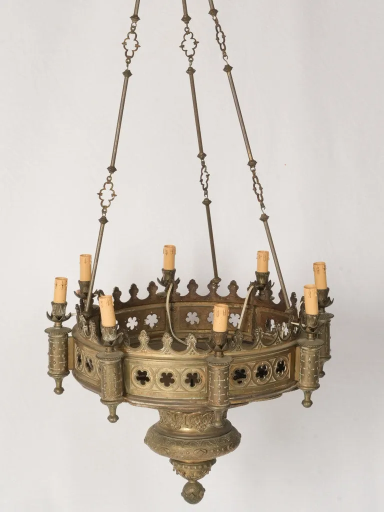 19th-Century Gothic Revival Bronze Chandelier w/ 8 Lights