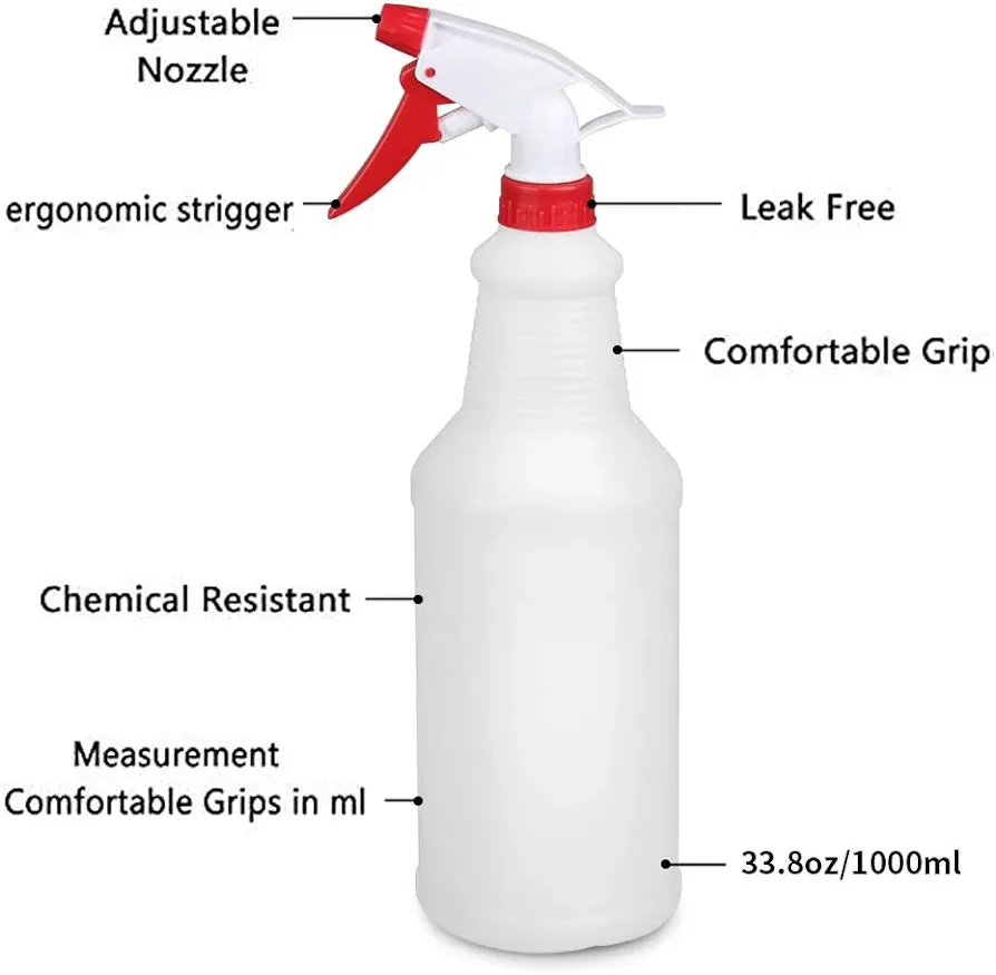 1L HDPE Boston Fine Mist Trigger Spray Bottle Plastic 1pc