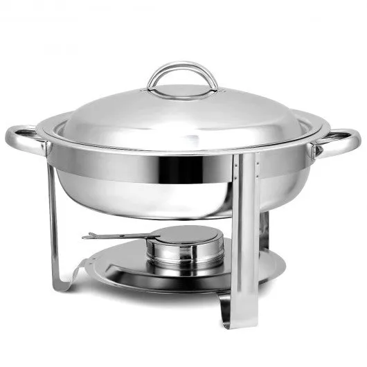 2-Pack Full Size Tray 5 Quart Stainless Steel Round Chafing Dish