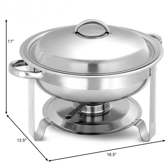 2-Pack Full Size Tray 5 Quart Stainless Steel Round Chafing Dish