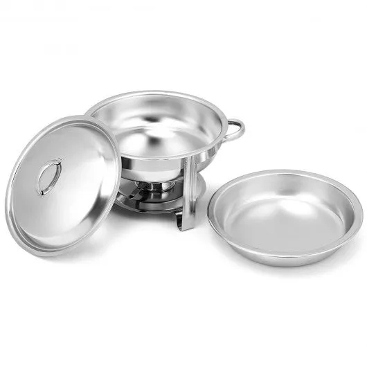 2-Pack Full Size Tray 5 Quart Stainless Steel Round Chafing Dish