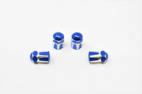 2 PAIRS BMX BIKE 3/8" 26TPI AXLE BLUE ANODISED ALLOY WHEEL DOME NUTS SET OF 4