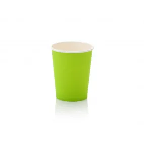 250ml Paper Coffee Cup Single Wall Lime Green with Black Sip Lid 10pack