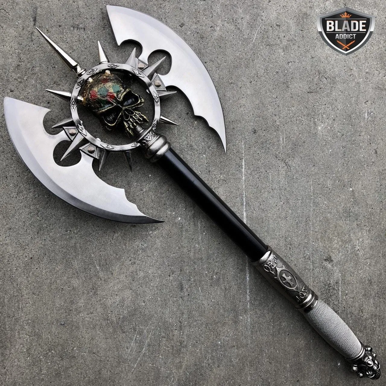 25" Medieval Fantasy Death Skull Skeleton Chaser Gothic Battle Axe