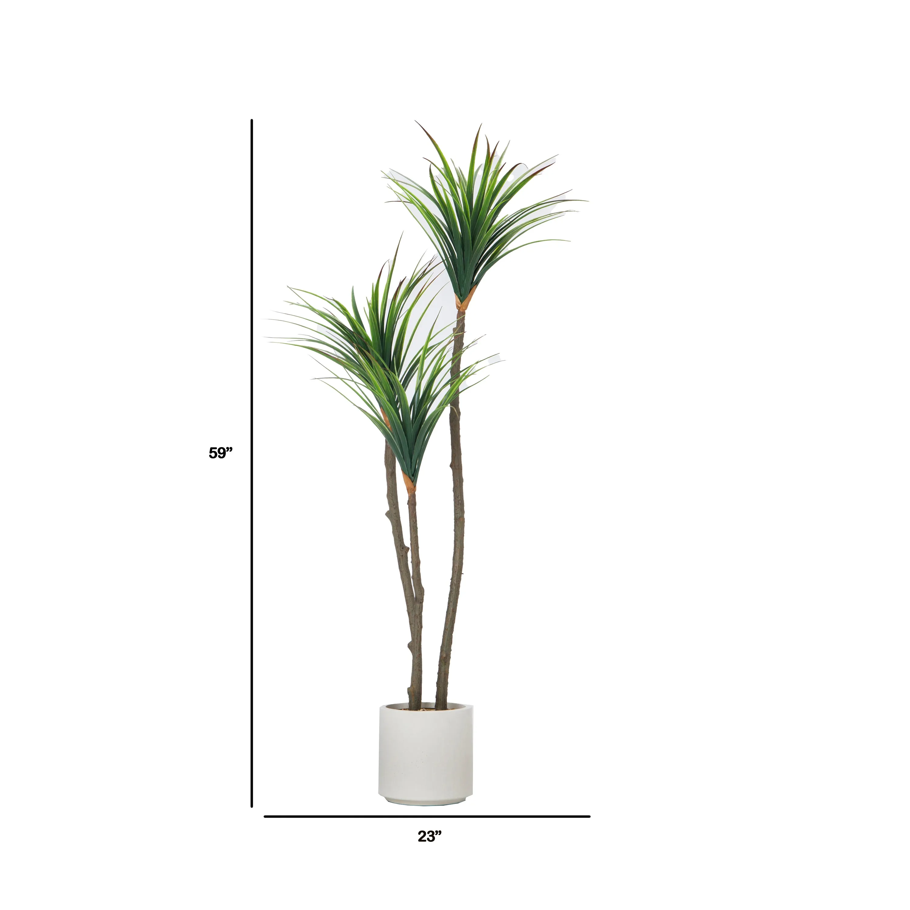 59" Artificial Faux Dragon Tree in a Beige Modern Planter