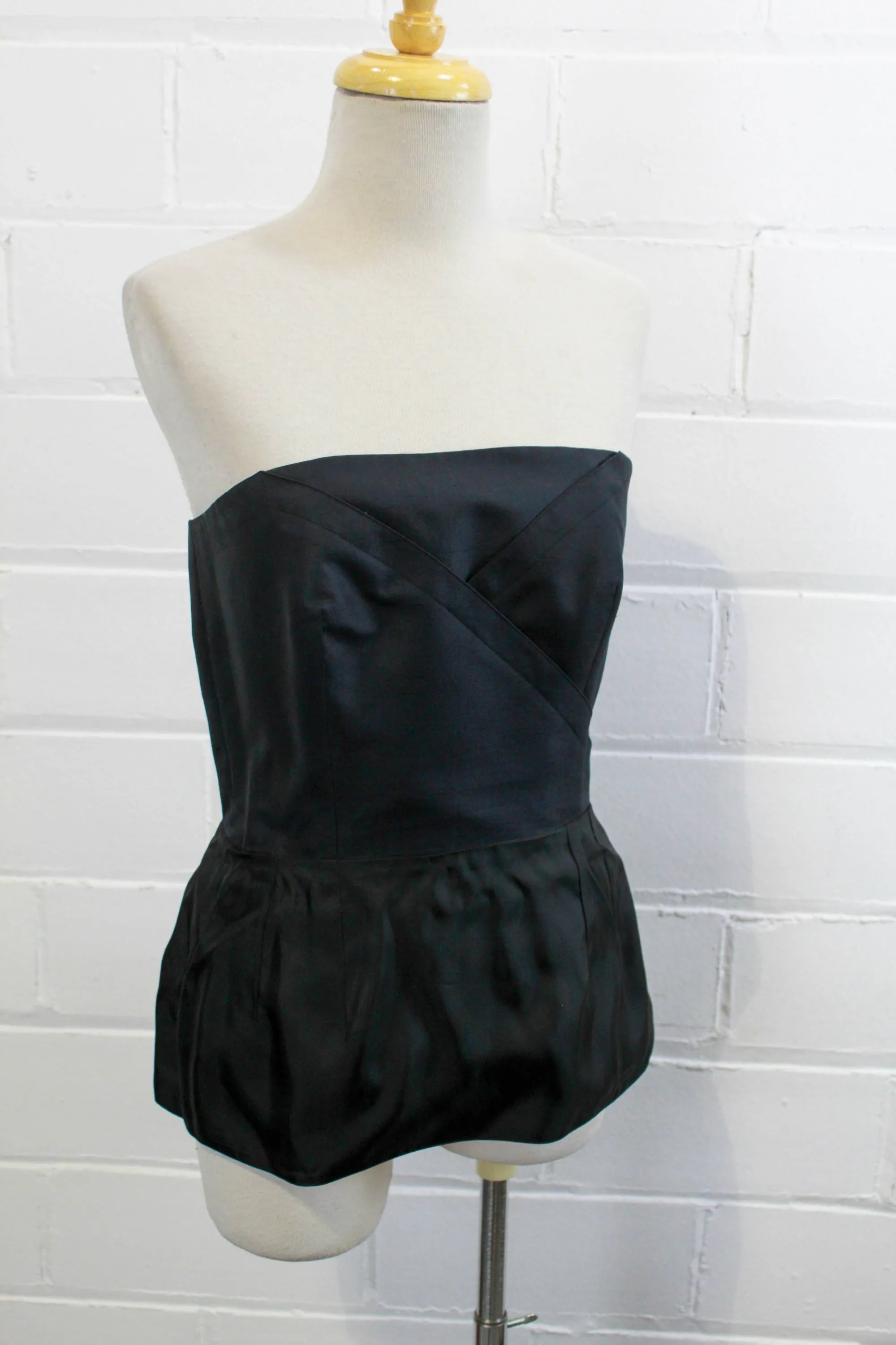 80s Guy Laroche Black Silk Skirt Set, Bust 36