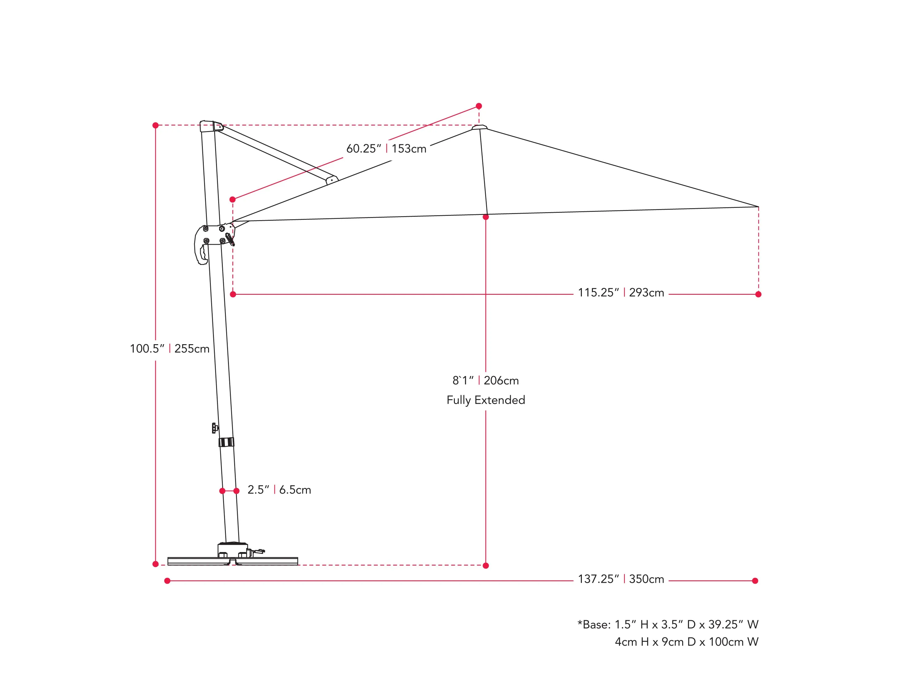 9.5ft Offset Patio Umbrella, 360 Degree - Off White