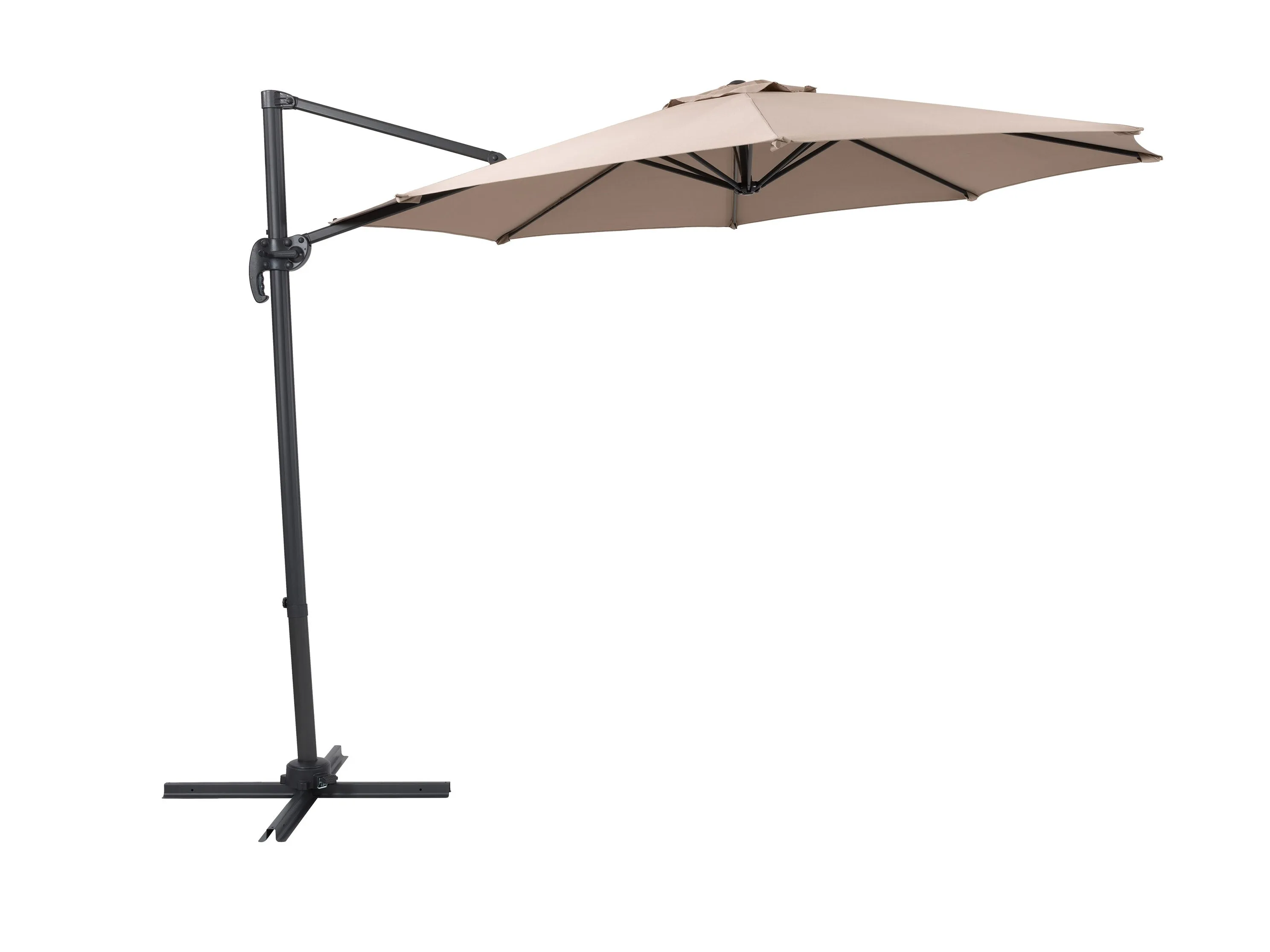 9.5ft Offset Patio Umbrella, 360 Degree - Taupe