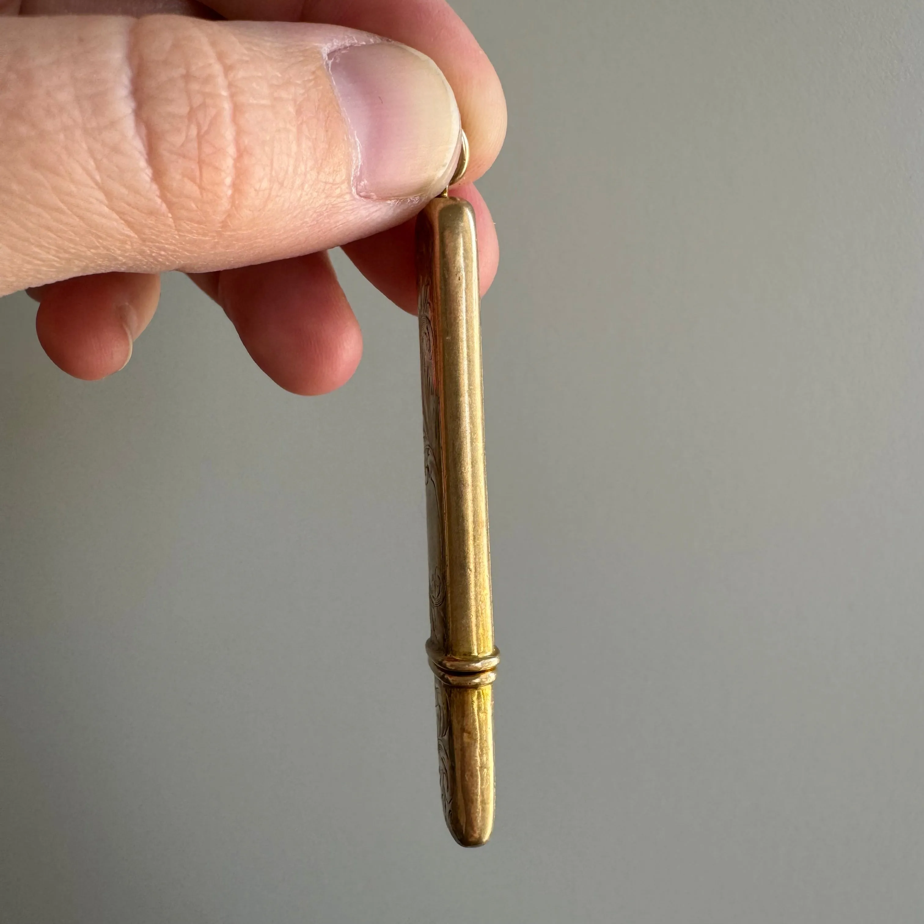 A N T I Q U E // ready to write / 10k yellow gold chatelaine pencil case / a pendant