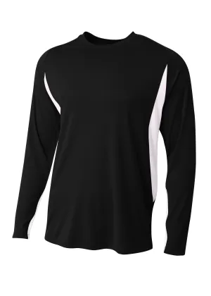 A4 Mens Long Sleeve Color Block Tee