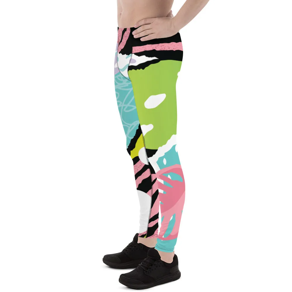 Abstract Tropical Men's Running Tights, Tropical Leaf Print Designer Men's Leggings Tights Pants - Made in USA/EU/MX (US Size: XS-3XL)