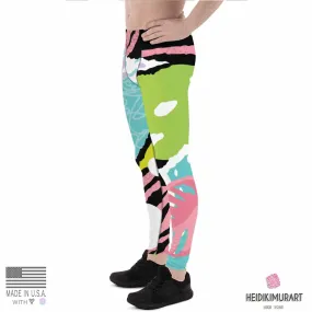 Abstract Tropical Men's Running Tights, Tropical Leaf Print Designer Men's Leggings Tights Pants - Made in USA/EU/MX (US Size: XS-3XL)