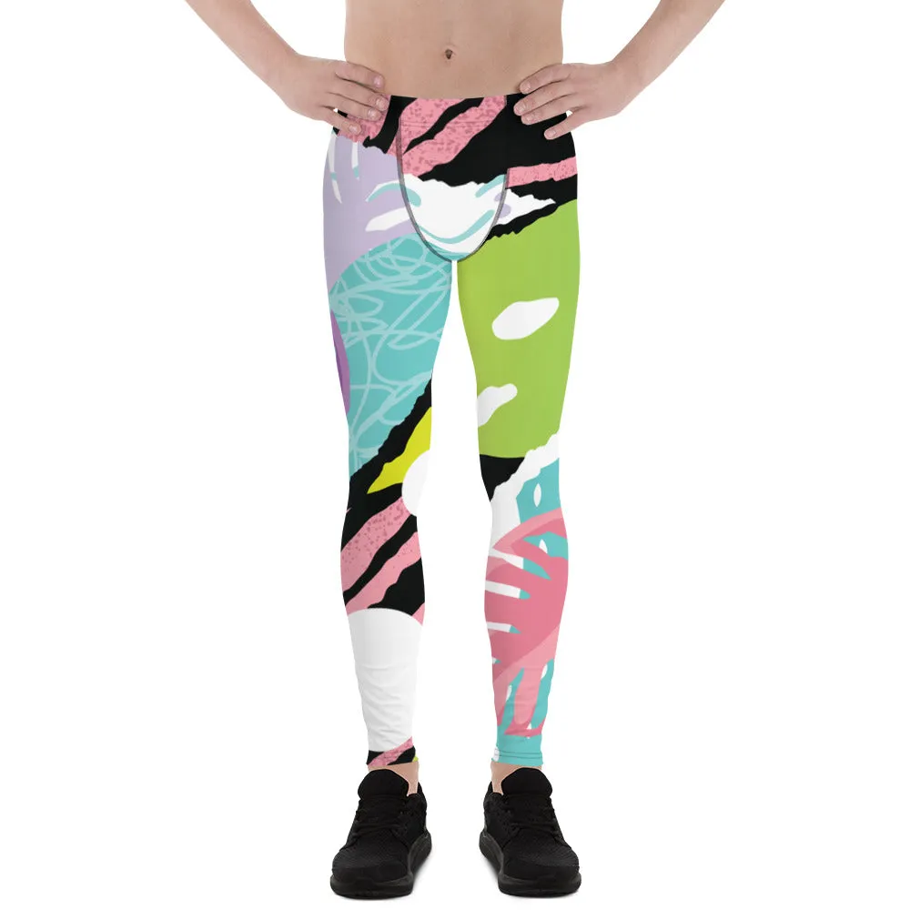 Abstract Tropical Men's Running Tights, Tropical Leaf Print Designer Men's Leggings Tights Pants - Made in USA/EU/MX (US Size: XS-3XL)