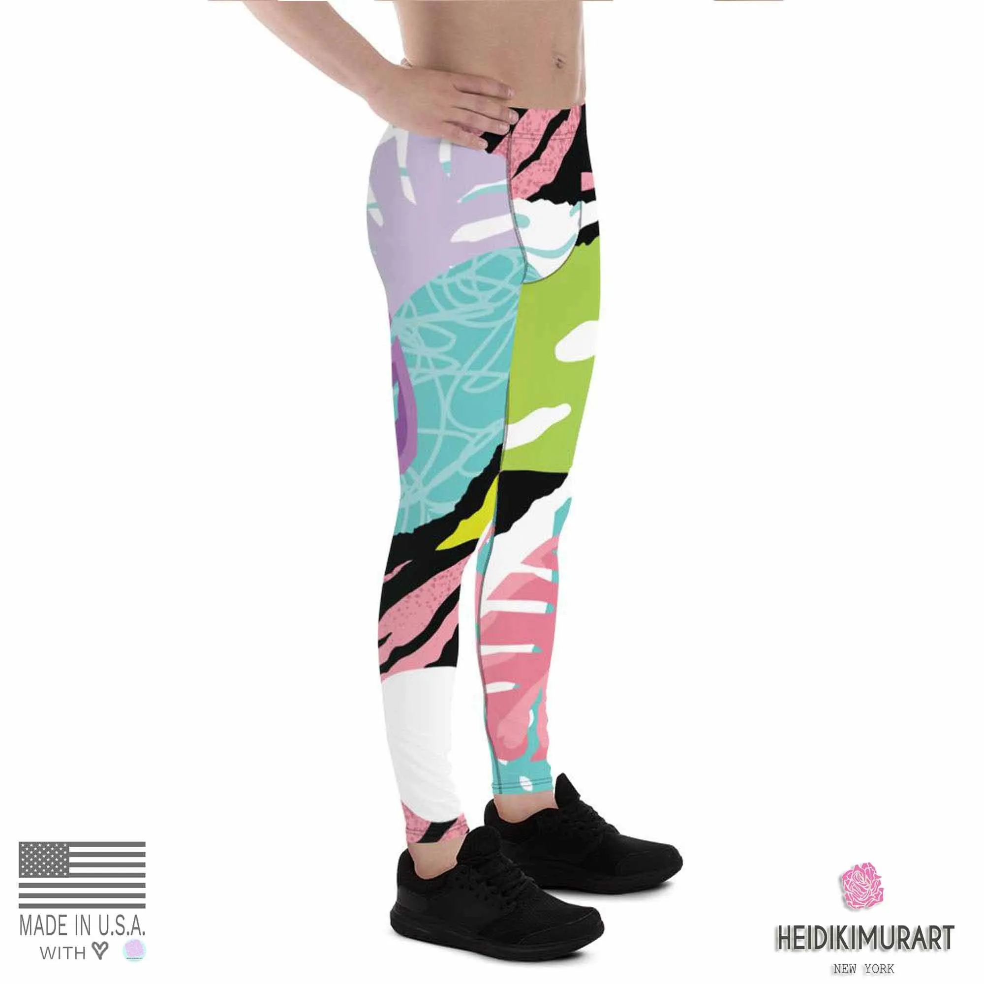 Abstract Tropical Men's Running Tights, Tropical Leaf Print Designer Men's Leggings Tights Pants - Made in USA/EU/MX (US Size: XS-3XL)