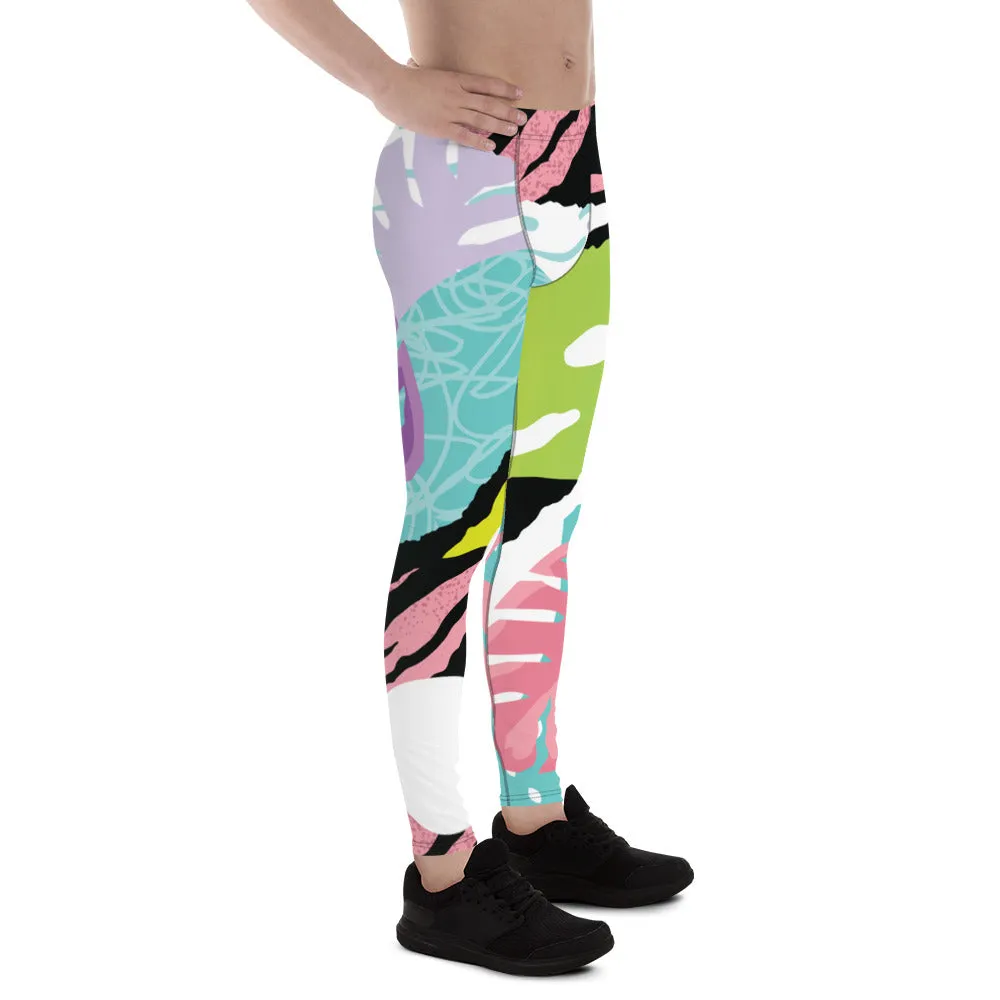 Abstract Tropical Men's Running Tights, Tropical Leaf Print Designer Men's Leggings Tights Pants - Made in USA/EU/MX (US Size: XS-3XL)