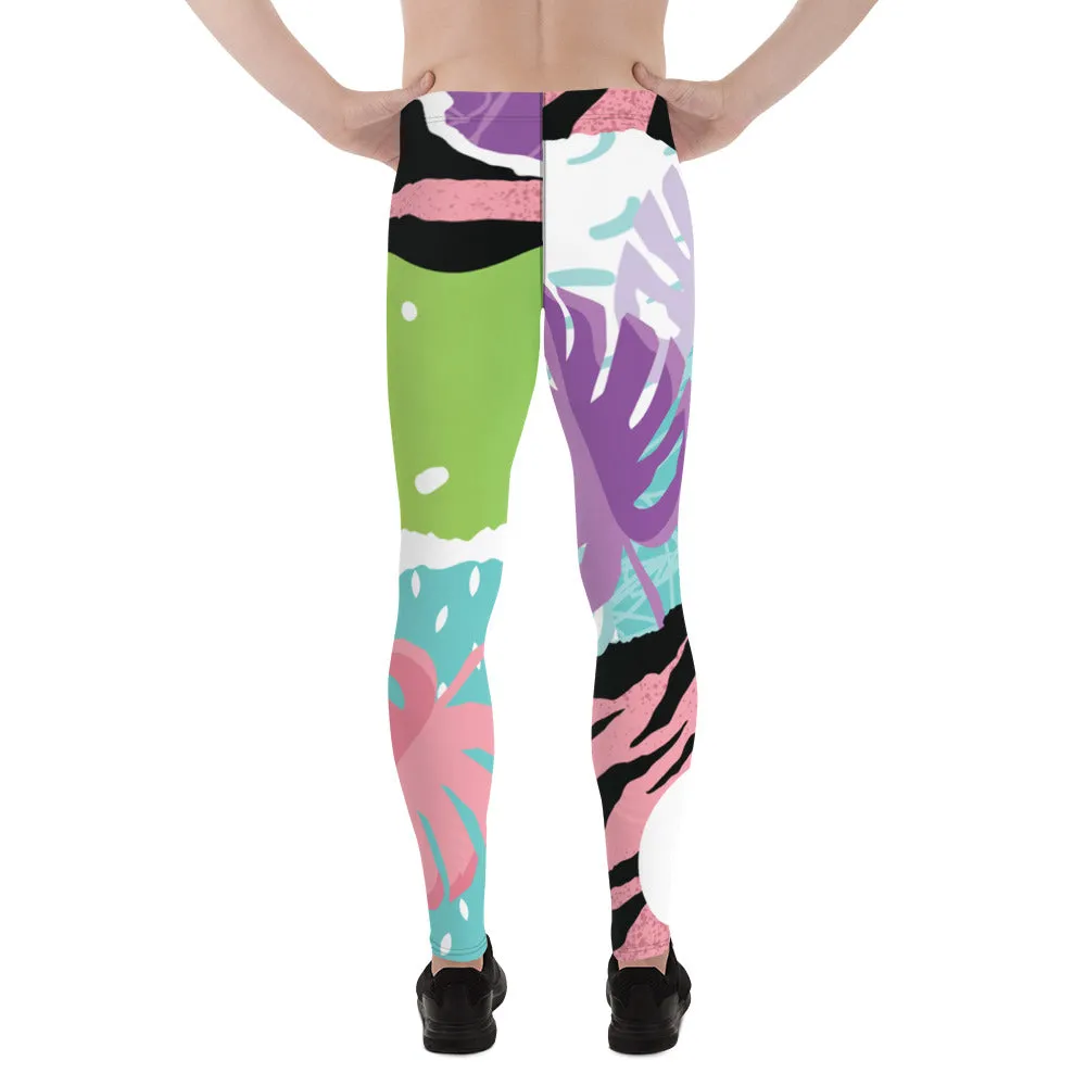 Abstract Tropical Men's Running Tights, Tropical Leaf Print Designer Men's Leggings Tights Pants - Made in USA/EU/MX (US Size: XS-3XL)