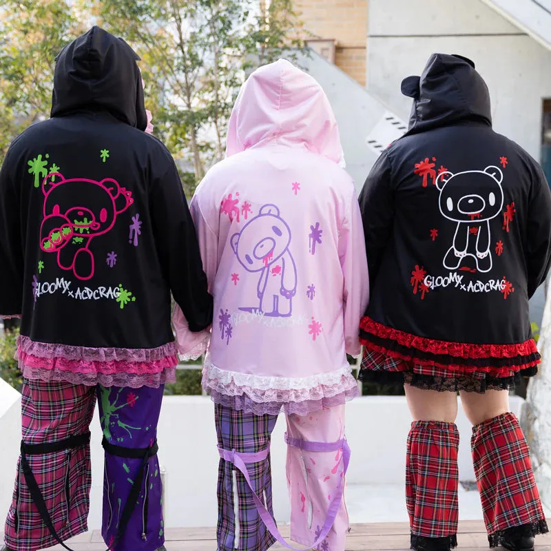 ACDC RAG & Gloomy Bear plus size dark bear ears hoodie