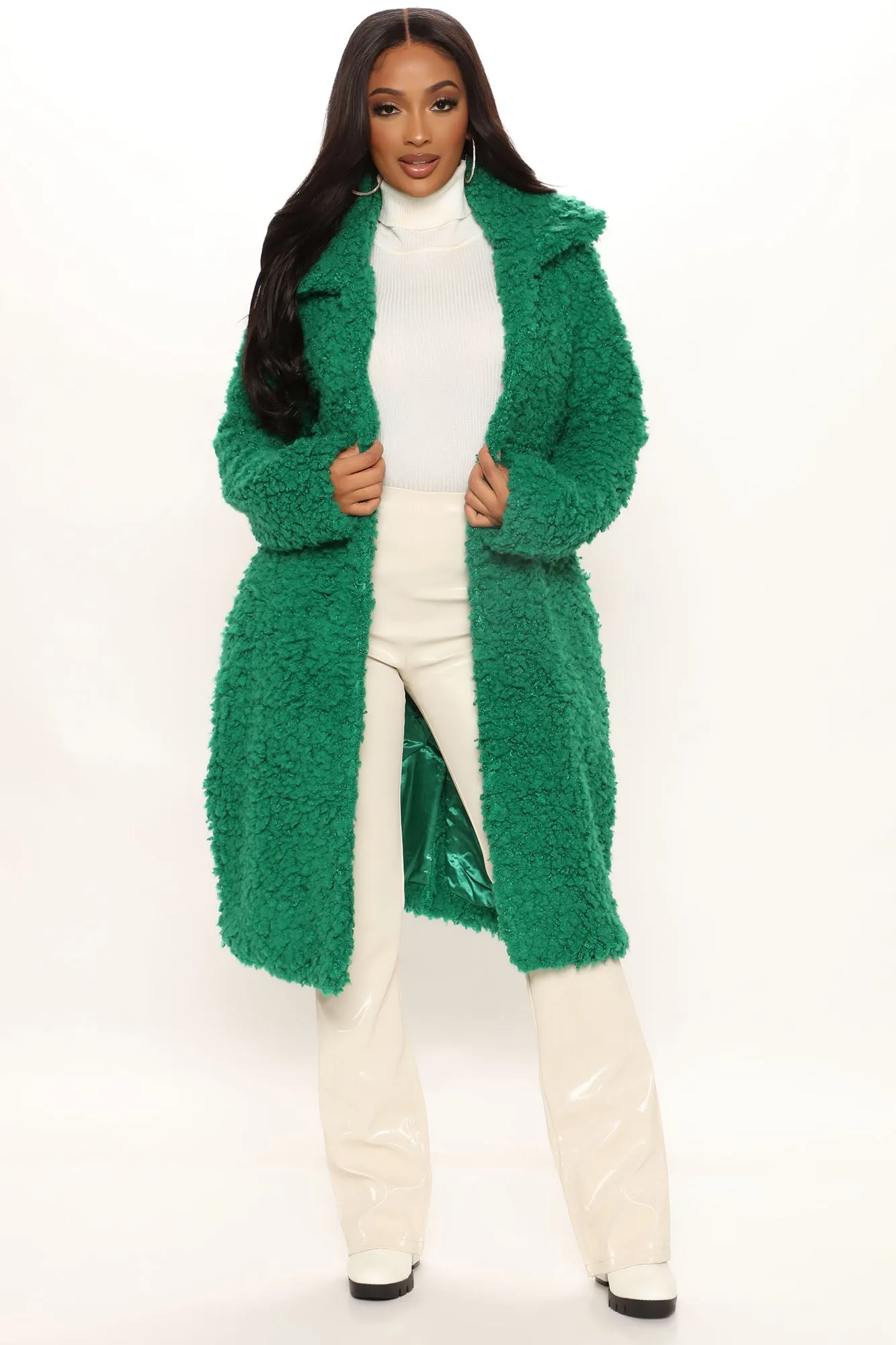 All About Me Fuzzy Coat - Kelly Green