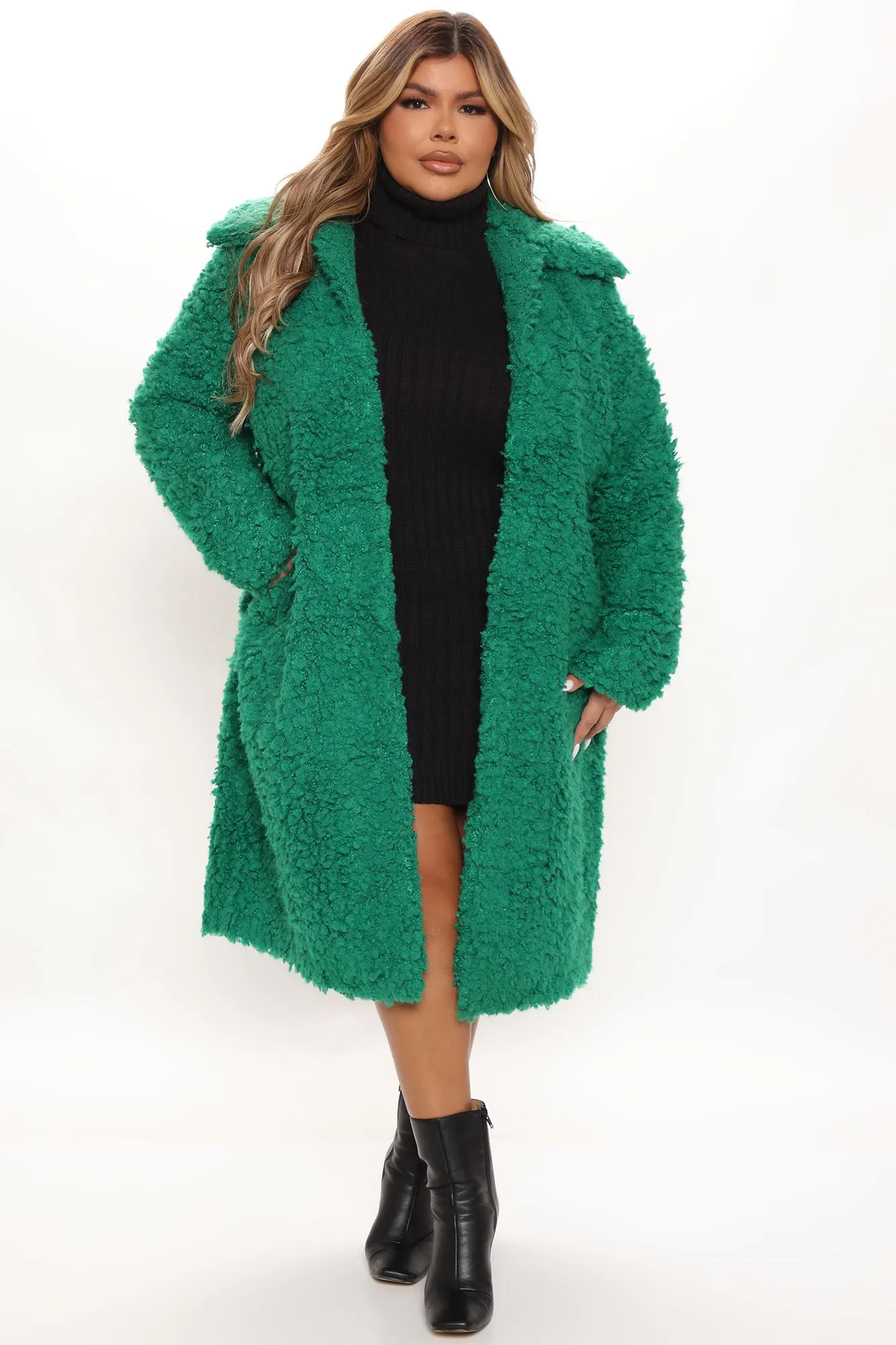 All About Me Fuzzy Coat - Kelly Green