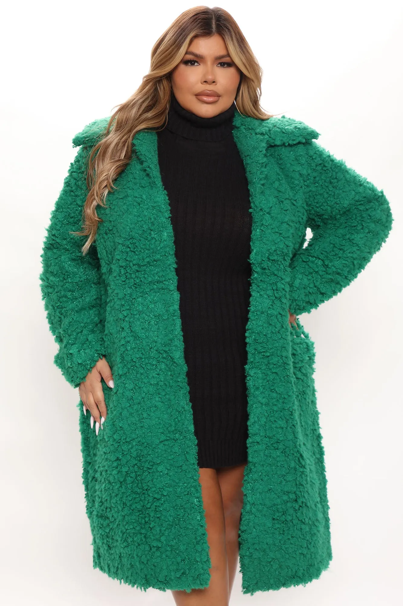 All About Me Fuzzy Coat - Kelly Green