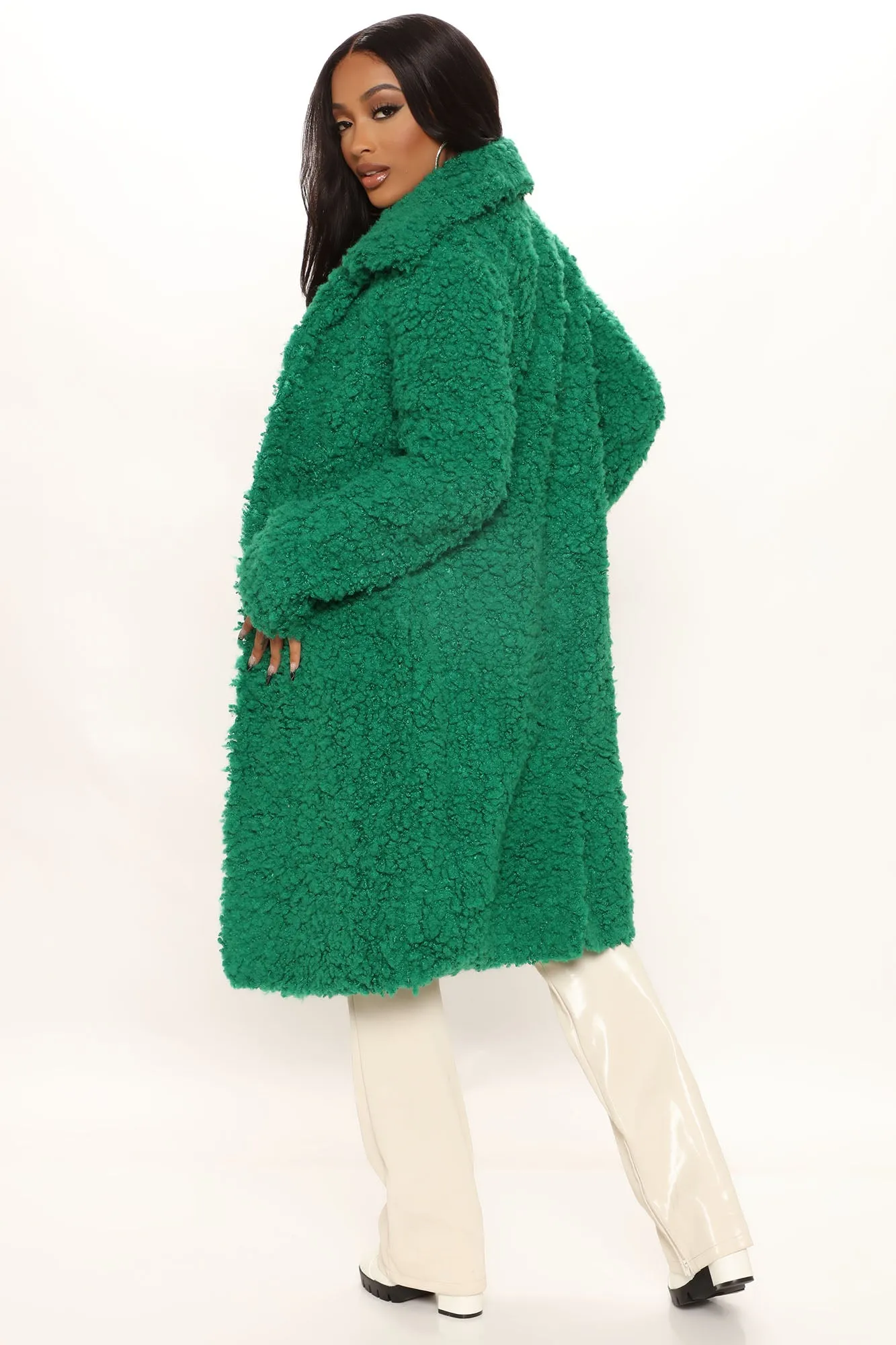 All About Me Fuzzy Coat - Kelly Green