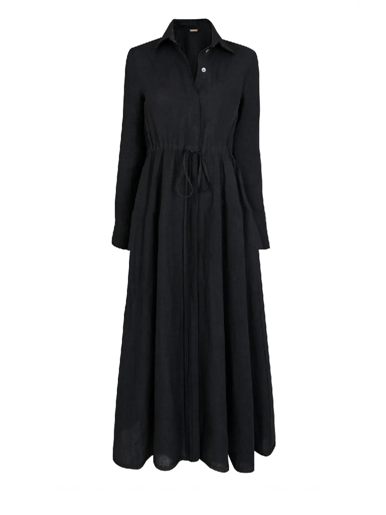 Amalfi Long Linen Dress, Black