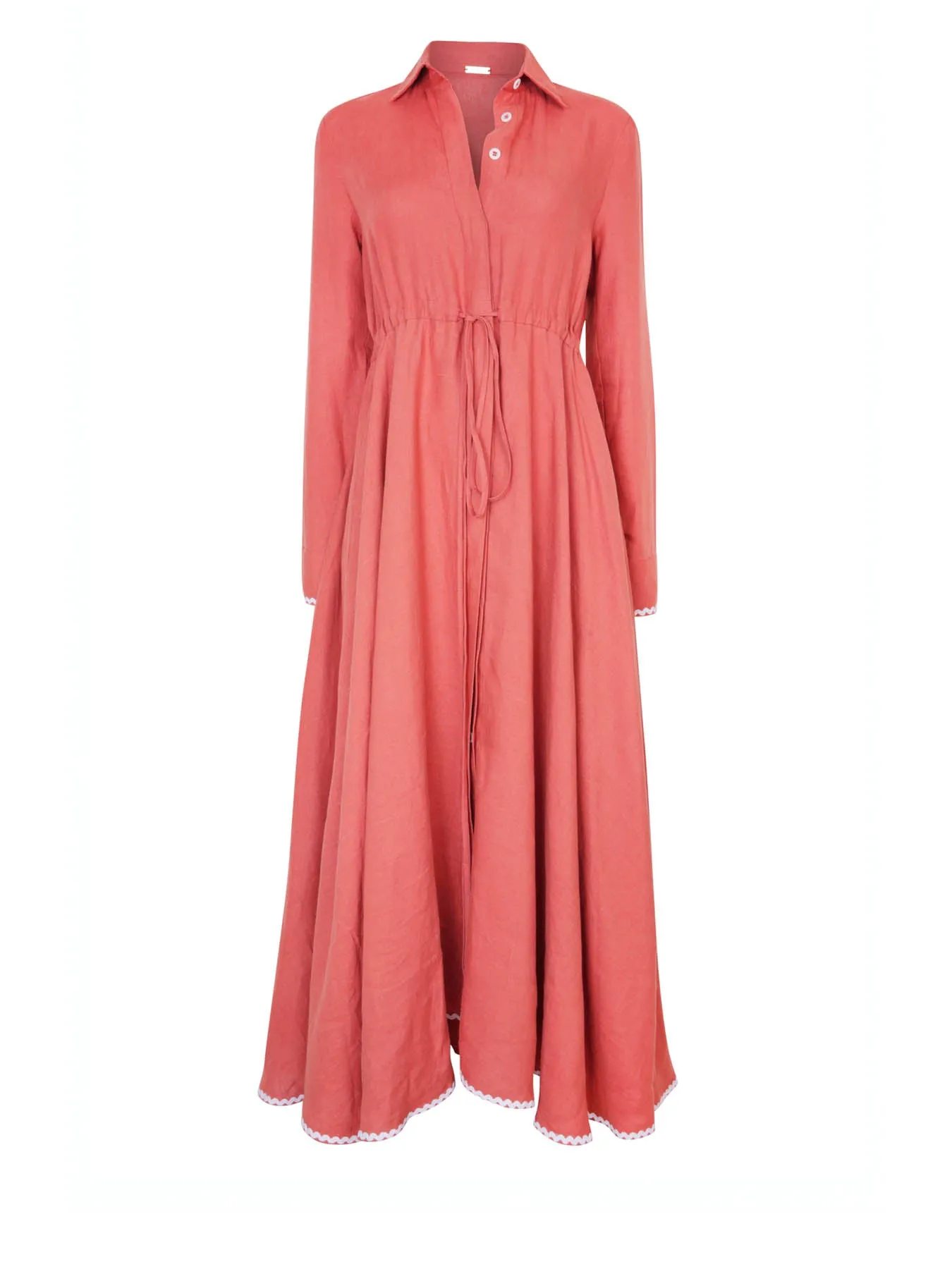 Amalfi Long Linen Dress, Hibiscus