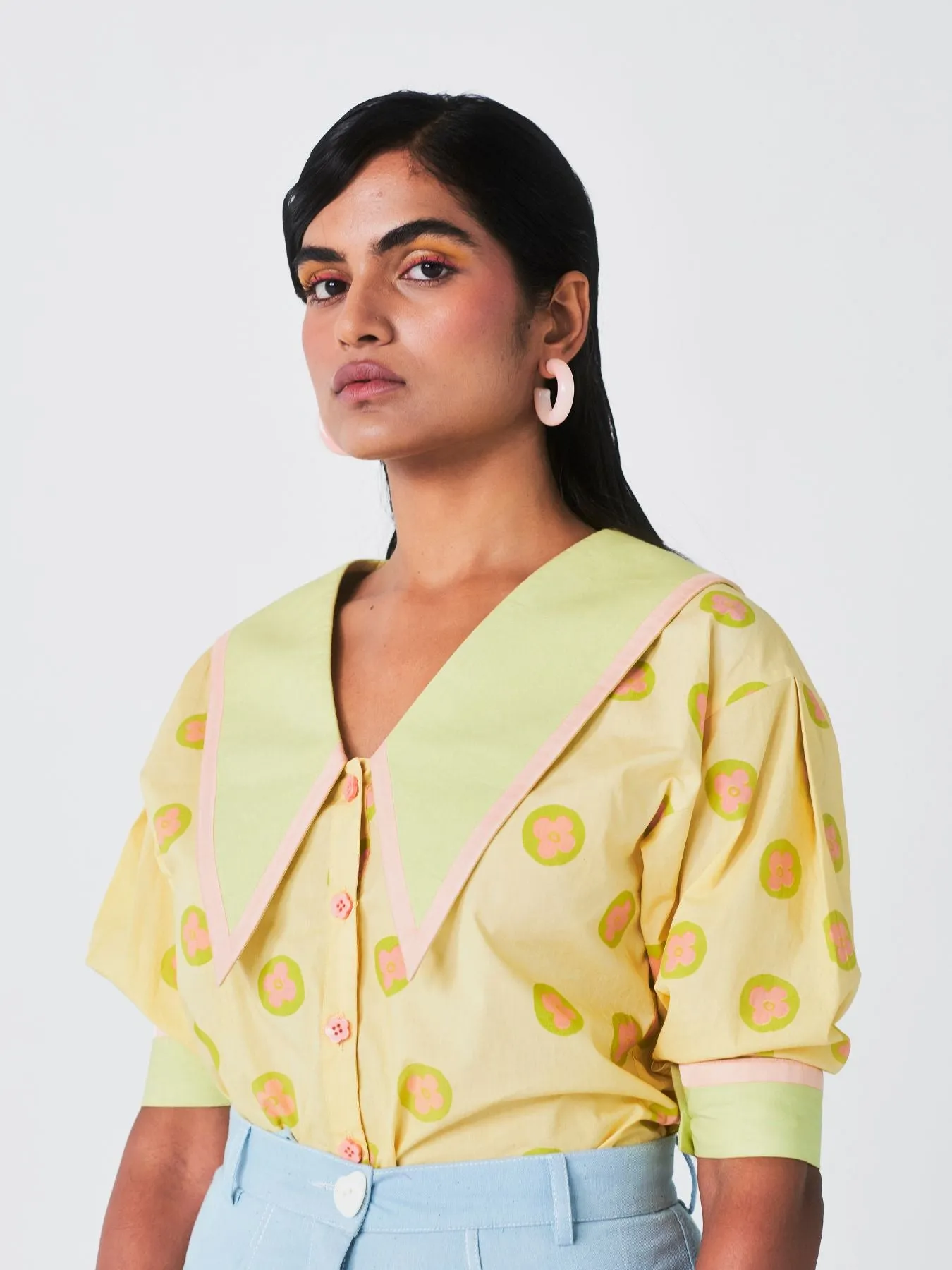 Amaltas Collared Top, Yellow