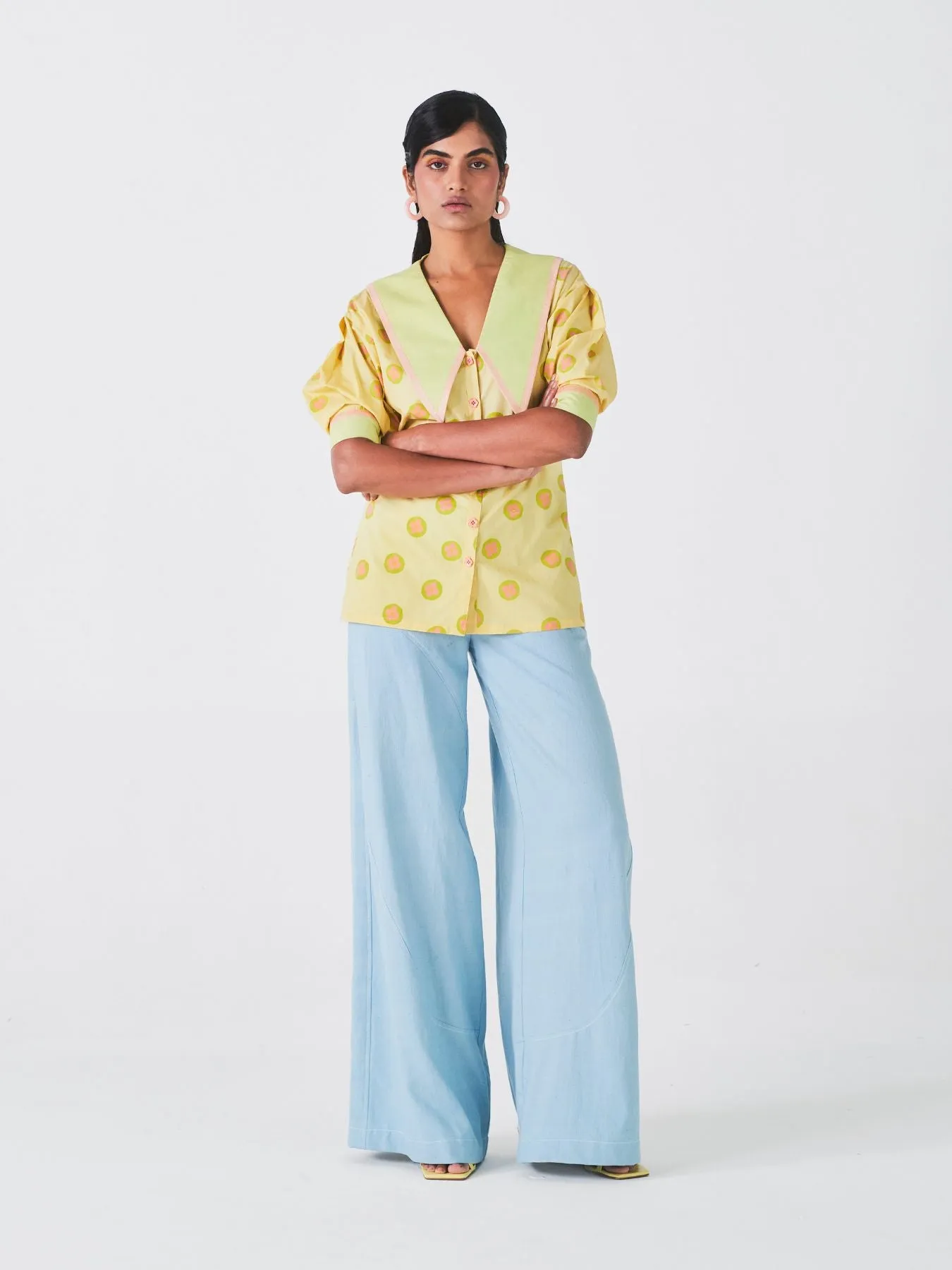 Amaltas Collared Top, Yellow