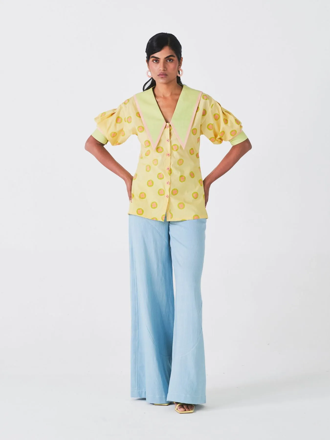 Amaltas Collared Top, Yellow