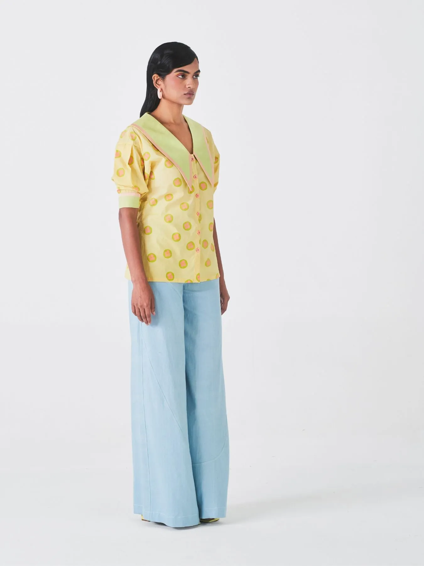 Amaltas Collared Top, Yellow