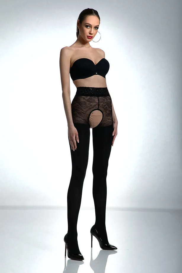 Amour Black Diamond 80/30 Denier Open Gusset Tights